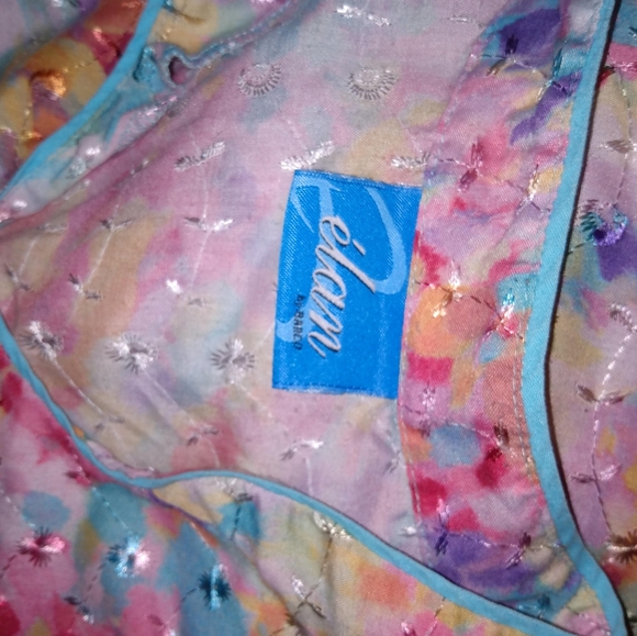 Elan by Barco Pink Blue Embroidered Pocketed Scrub Top Sz Lg - Picture 2 of 5